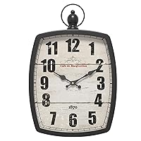 Rectangle Retro Large Wall Clock, Old-Fashioned Vintage Design, Black Antique Style, Battery Operated Silent Decor Wall Clocks for Farmhouse,Kitchen,Office (15.5