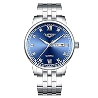 Brand Men Analog Waterproof Quartz Stainless Steel Calendar Luminous Wrist Watch