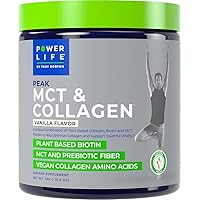 Power Life® Peak MCT Powder Supplement with Plant-Based Collagen and Biotin - Vanilla Flavor (30 Servings)