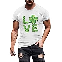 Mens Love Lucky Clover Saint Patricks Day Cute Irish St Patty Shamrock T Shirt Casual Short Sleeve Tees Holiday Tops