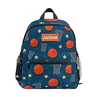 Custom Sport Basketball Kid's Backpack Personalized Backpack with Name/Text Preschool Backpack for Boys Customizable Toddler Backpack for Girls with Chest Strap