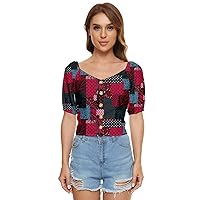 CowCow Womens Comfy Top Dark Poker Playing Cards Print Queen Comfy Button Up Blouse, XS-5XL
