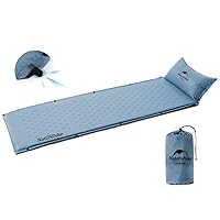 Naturehike Self-Inflating Sleeping Pad, Ultralight Memory Foam Camping Pad with Pillow, Fast Inflating, Patchwork Sleeping Pad for Camping, Hiking, RV Camping, with Storage Bag, Single, Graphite Blue