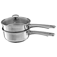 6 Cup Double Boiler Pot Set – 1.5 Quart Stainless-Steel Saucepan 2-in-1 with Vented Glass Lid – Kitchen Cookware with Measurements by Classic Cuisine