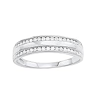 1/4 Carat (cttw) 925 Sterling Silver Double Row Diamond Wedding Anniversary Band Ring With Rose, Yellow & White Gold Plating