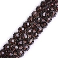 GEM-Inside Smoky Quartz Gemstone Loose Beads 12mm Natural Faceted Light Brown AAA Crystal Energy Stone Power for Jewelry Making 15