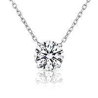 0.75 Carat Diamond Necklace, IGI Certified Round Brilliant Solitaire Diamond Pendant, Lab Grown F+/VS+, 14K White Gold Jewelry Necklace Charm