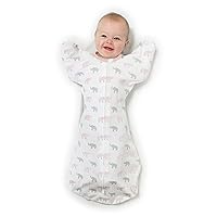 Transitional Swaddle Sack with Arms Up Half-Length Sleeves and Mitten Cuffs, Tiny Elephants, Pink, Medium, 3-6 months, 14-21 lbs (Better Sleep for Baby Girls, Easy Swaddle Transition)