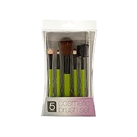5-Pc Cosmetic Brush Set with Mesh Zipper Case