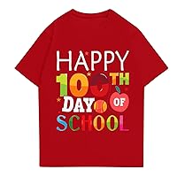 100 Days of School Shirt Teacher Women Funny Teach Printed Graphic Tshirt Short Sleeve T-Shirt Blouse Teacher Gifts