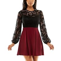 B. Darlin Womens Juniors Lace Colorblock Cocktail and Party Dress Black 13/14