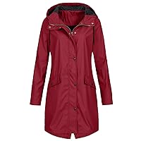 Women's Winter Jacket Solid Stripe Rain Jacket Outdoor Plus Waterproof Hooded Raincoat Windproof Coats