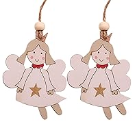 2PCS Christmas Wooden Pendant Decoration Creative Wooden Crafts Deer Old Man Snowman Color Wooden Doll Decoration Hanging Glass Crystals