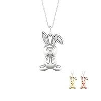 1/20ct Diamond Animal Charm Necklace in Sterling Silver - Bunny