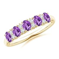 Eternity 2.85 Ctw Oval Amethyst Gemstone 925 Sterling Silver Women Engagement Ring Jewelry