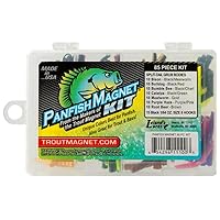 Trout Magnet 85 Piece Panfish Magnet Kit, with A Longer Shad Dart Hook, Includes 70 Split Tail Grub Bodies, 15 Black Size 8 Hooks, Catches All Types of Fish