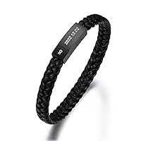 Personalized Leather Bracelets for Men and Women Custom Text Braided Leather Cuff with Metal Buckle Jewelry for Men
