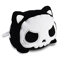 TeeTurtle - The Original Reversible Cat Plushie - White + Skeleton - Glows in the Dark! - Cute Sensory Fidget Stuffed Animals That Show Your Mood - Perfect for Halloween!, 4 inch