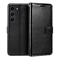 for Samsung Galaxy S23 Pro 5G Case, Premium PU Leather Magnetic Flip Case Cover with Card Holder and Kickstand for Samsung Galaxy S23 Plus 5G (6.6”) Black