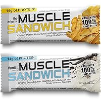 Muscle Sandwich Protein Bars, Variety Pack in Premium Black Box | Real Ingredients, Whey Protein Isolate, High Protein Bars (Box of 12 Bars)