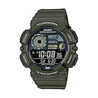 Casio WS-1500H Series | Men's Digital Watch | (Green) | 100M WR | LED Illuminator | Moon Phase | Fishing Graph | Date Calendar | 100 SEC Chronograph | Alarm | Dual Time