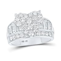 The Diamond Deal 10kt White Gold Round Diamond Heart Bridal Wedding Engagement Ring 2 Cttw