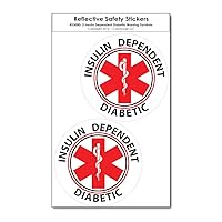 Medical Alert Reflective Decals by ColorSurge | For Wheelchairs, Car Bumpers & Windows | Weatherproof & UV Resistant | Indoor & Outdoor Use (Insulin Dependent Diabetic, Small, 2 Pack)