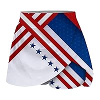 Womens 4th of July America Flag Skorts Skirts High Waist Golf Workout Culottes Mini Skirt Running Yoga Skorts Shorts