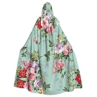 NEZIH Peony Hooded Cloak for adults,Carnival Witch Cosplay Robe Costume,Carnival Party Supplies,185CM