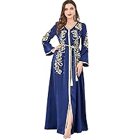 HAN HONG Morocco Dress Women Ruffle Muslim Abaya Dubai Abayas Embroidery Belted Kaftan Party Dresses Vestidos Spring