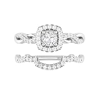 Certified 18K Gold Ring in Round Cut Moissanite Diamond (0.32 ct), Round Cut Natural Diamond (0.43 ct) with White/Yellow/Rose Gold Anniversary Ring for Women