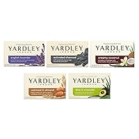 Yardley London Bar Soap 5 Pack ~ Bar Soap Variety Pack | Yardley English Lavender, Charcoal, Oatmeal And Almond, Coconut, Aloe and Avocado (4oz)