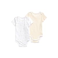 POLO RALPH LAUREN Baby Boys & Girls Printed Cotton Bodysuit 2 Piece Set (White Multi/Yellow, 6 Months)