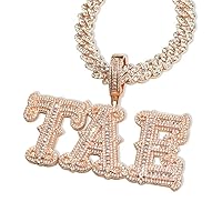 Hip Hop Custom Big Baguettes Letters Name Necklace With 9mm Cuban Link Chain VVS Clarity Cubic Zirconia Iced Out Personalized Name Pendants Charm Jewelry for Women Men