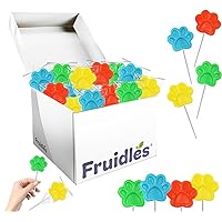 Fruidles Paw Print Candy Lollipop, Fruit-Flavored Chewables for Party Favors (24-Pack)
