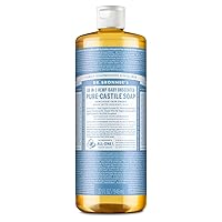 Dr. Bronner's - Pure-Castile Liquid Soap (Baby Unscented, 32 Ounce) - Made with Organic Oils, 18-in-1 Uses: Face, Hair, Laundry, Dishes, For Sensitive Skin, Babies, No Added Fragrance, Vegan, Non-GMO