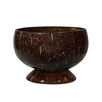 Set bowl made of coconut shell Wisdom spoon and chopsticks made of palm 4.5'' - 5'' wood. (Dark brown)