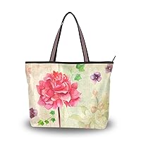 Women Tote Shoulder Bag Vintage Flowers Handbag