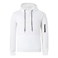 Hoodies For Men,Men's Casual Pullover Long Sleeve Hooded Sweatshirts Drawstring Plaid Jacquard Slim Fit Pullover