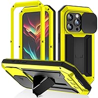 LOFIRY-Push Window Type Lens Protection Bracket Phone Case for iPhone 15 Pro Max 15 Plus Full Cover Metal Shockproof Anti-Drop Case (for iPhone 15 Pro Max,Yellow)