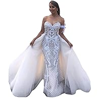 Plus Size Bridal Ball Gown Sweetheart Neckline Lace Mermaid Wedding Dresses for Bride Detachable Train