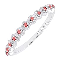 Dazzlingrock Collection Round Gemstone Ladies Hexagon Shape Promise Engagement Ring, Sterling Silver