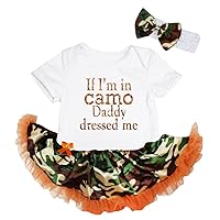 Petitebella If I'm in Camo Daddy Dressed Me Baby Dress Nb-18m