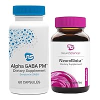NeuroScience NeuroBiota (30 Capsules) Alpha GABA PM Night Support Bundle - Mood Support Probiotic + GABA Supplement with Melatonin and L-Theanine to Promote Calm (2 Products)
