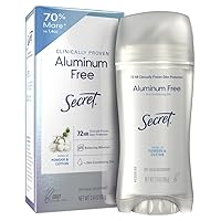 Secret Clinically Proven Aluminum Free Deodorant for Women, Powder Cotton Scent, 2.4 oz