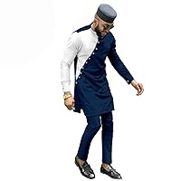 Bazin Riche Men 3 Pieces Pants Sets African Men Clothes Casual Men Shirt Pants and Hat Sets Traditional