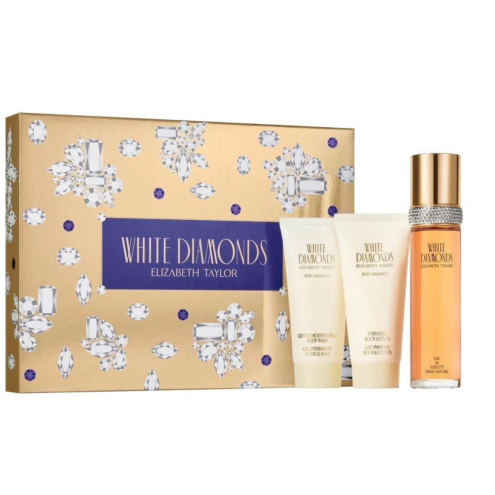 White Diamonds by Elizabeth Taylor for Women - 3 pc Gift Set 3.3oz EDT Spray, 3.3oz body lotion, 3.3oz body wash