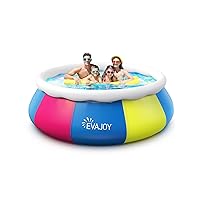 Swimming Pool, EVAJOY 10ft ×30in Above Ground Pool Easy Set, Blow Up Pool Kiddie Pool Inflatable Top Ring Swimming Pools for Adults Family Backyard Outdoor with Pool Cover