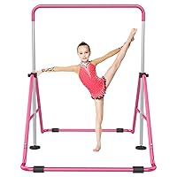 Gymnastic Bars for Kids with Adjustable Height, Folding Gymnastic Training Kip Bar, Junior Expandable Horizontal Monkey Bar for Home