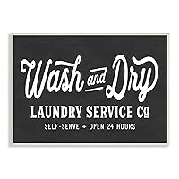 Wash and Dry Laundry Service Co. Vintage Store Typography, Designed by Lettered and Lined Wall Plaque, Grey